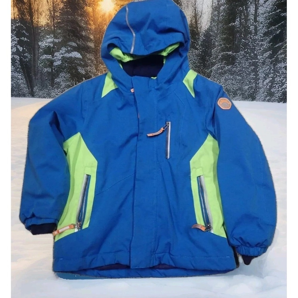 Killtec Yeti Expedition Ski Jacket Size 3/4 Kids Blue Lime Green Waterproof Coat